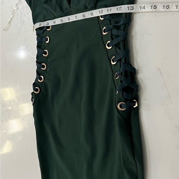 IIRIS Deep Green Lace-Up Mini Dress - Picture 8 of 10